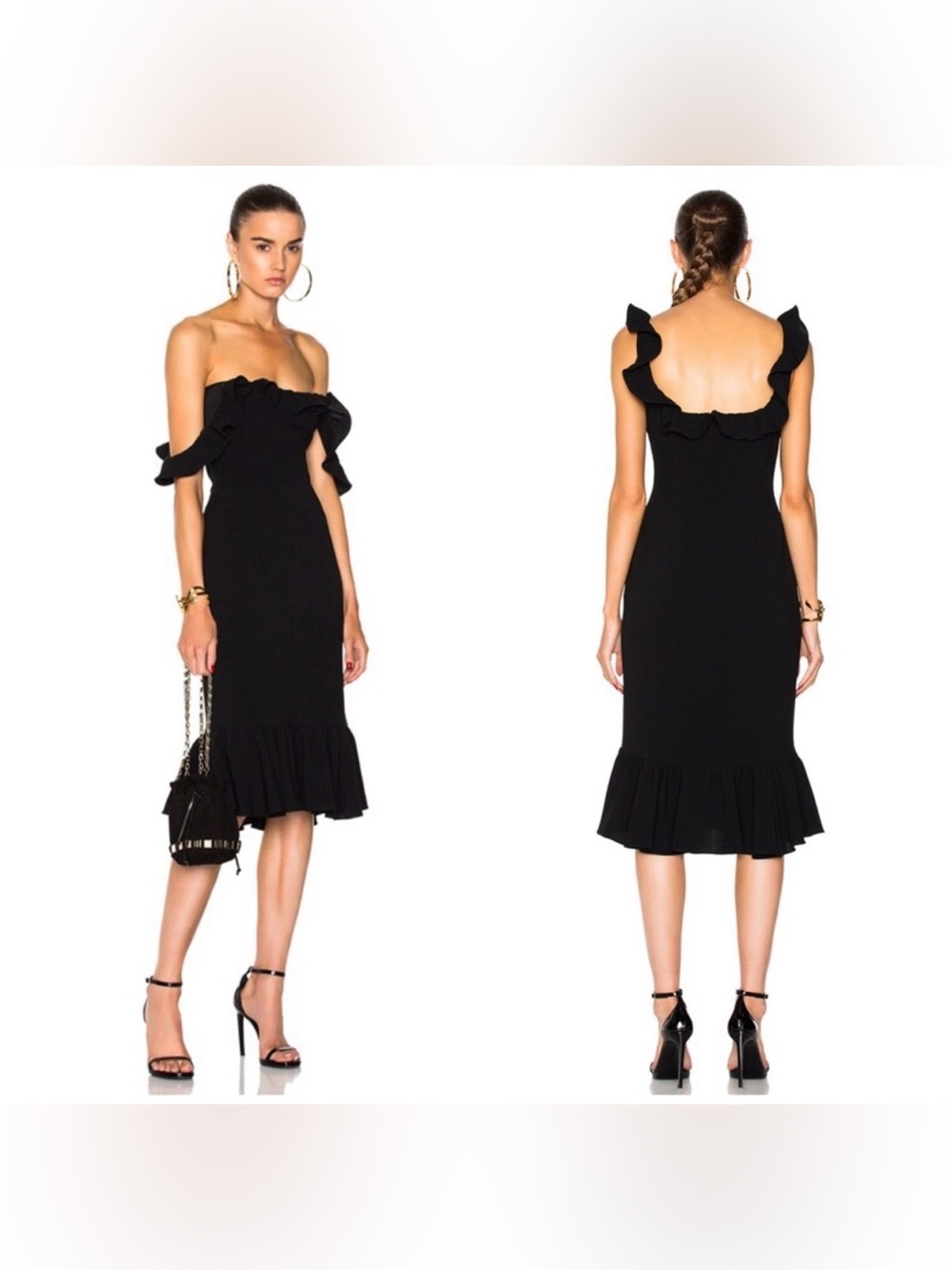 Cinq a Sept Opalina Black Midi Cocktail Dress Wedding Guest Elegant Preppy Sz 4